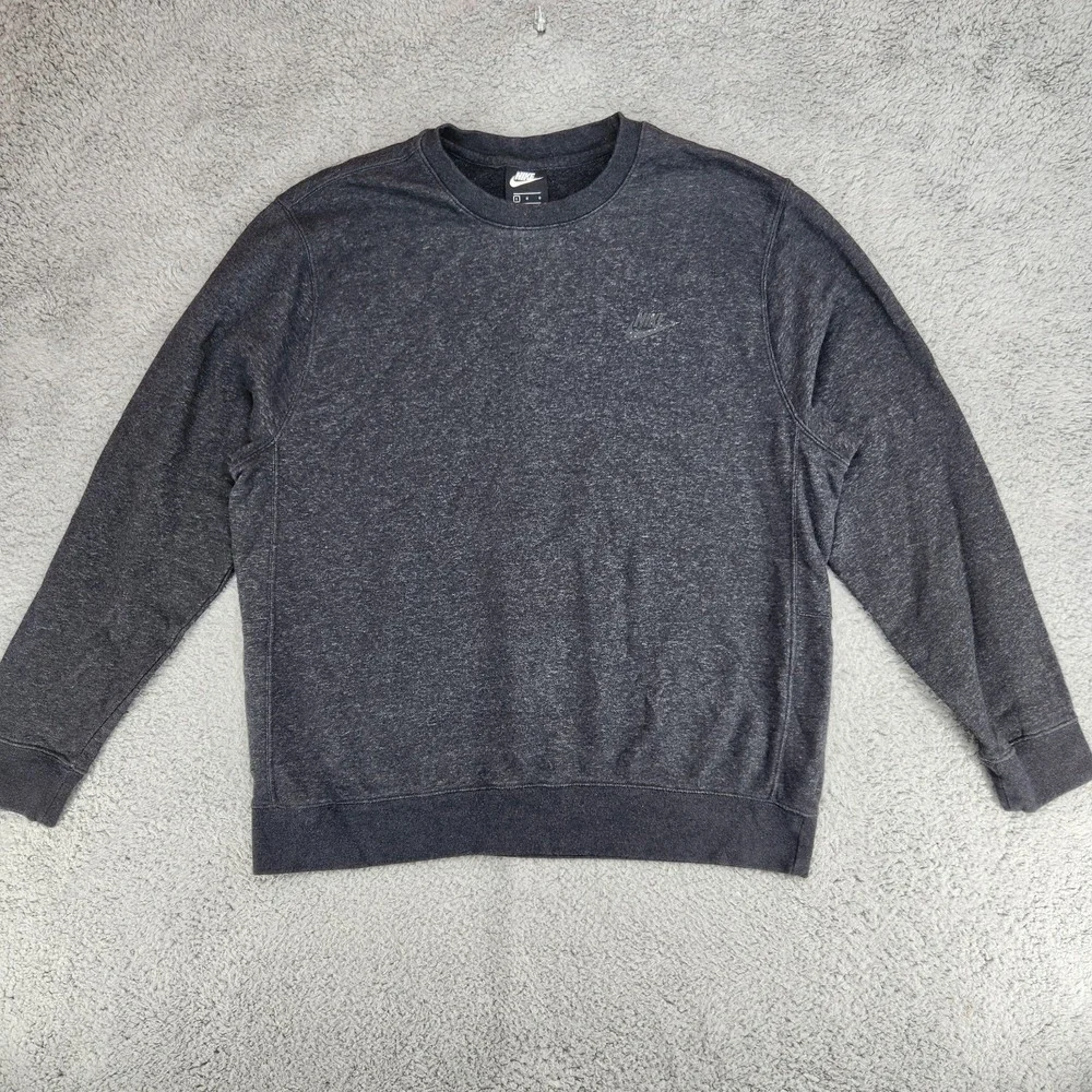 Nike Swoosh Splatter Logo Sweatshirt Mens L Gray Crewneck Pullover